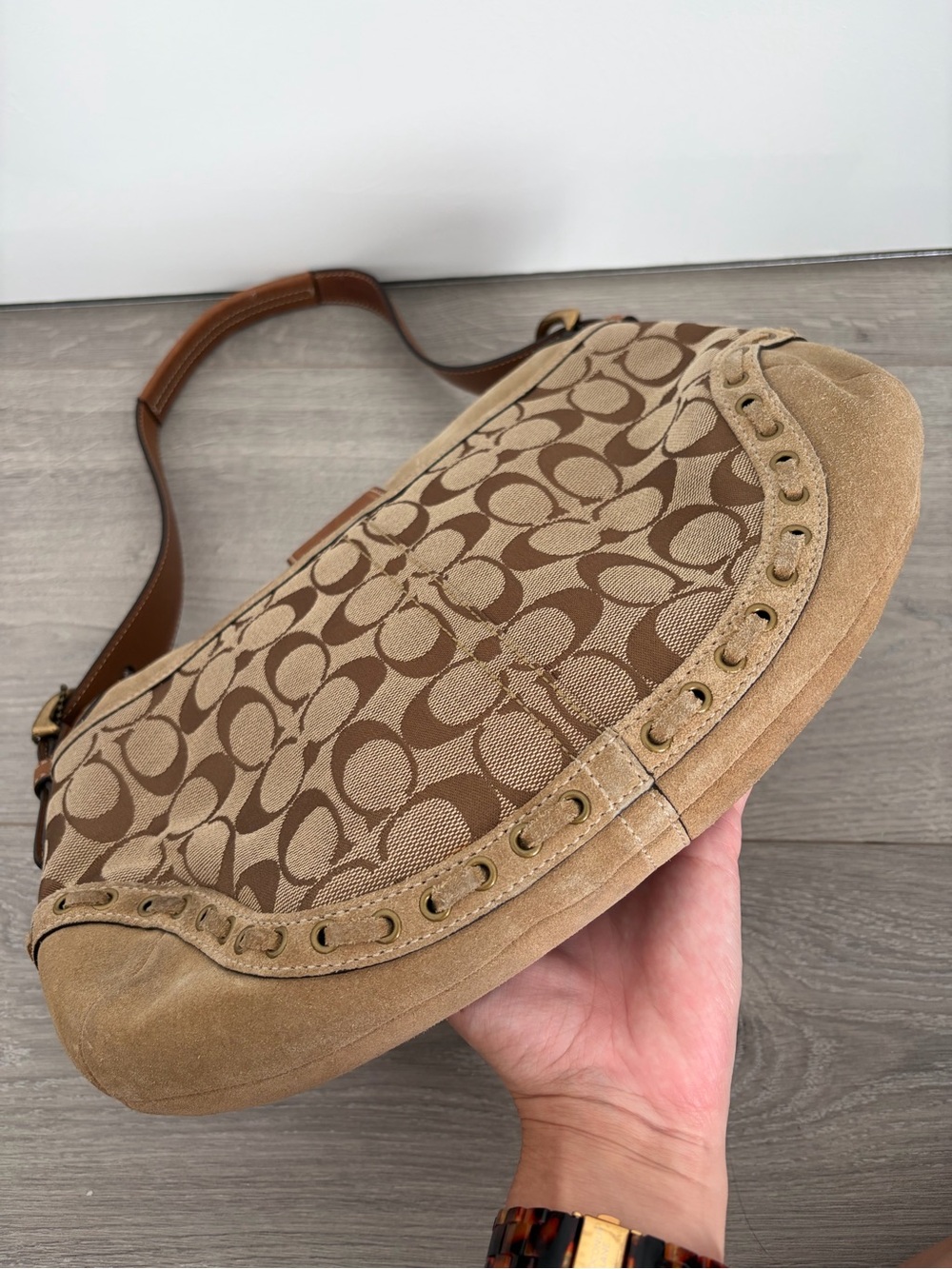 Coach Vintage Y2K Signature Canvas and Suede Shoulder Bag - Picture 8 of 15